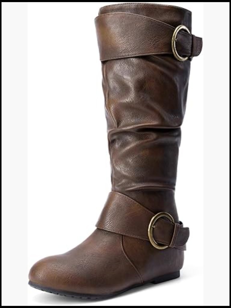 Wide Calf Knee High Boots Faux Fur Lining Hidden Wedge Inside Pocket
